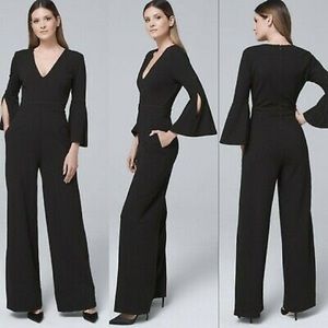 Badgley Mischka Bell Sleeve Wide Leg Jumpsuit Black